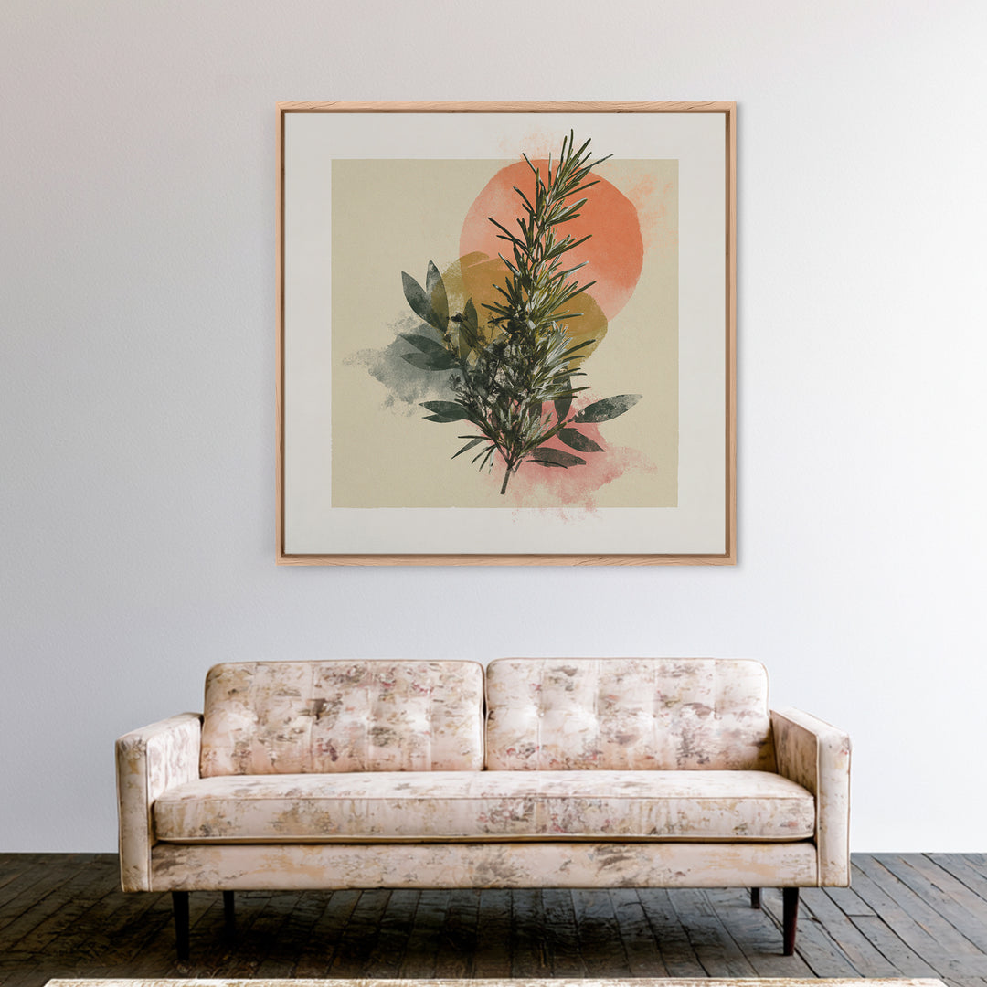 Botanical Herbal Arrangement Framed Canvas Print, Spa Art, Gallery Decor, Spa Decor, Fine Art, Serenity, Wall Art, Home Decor, SPA-1x1-38