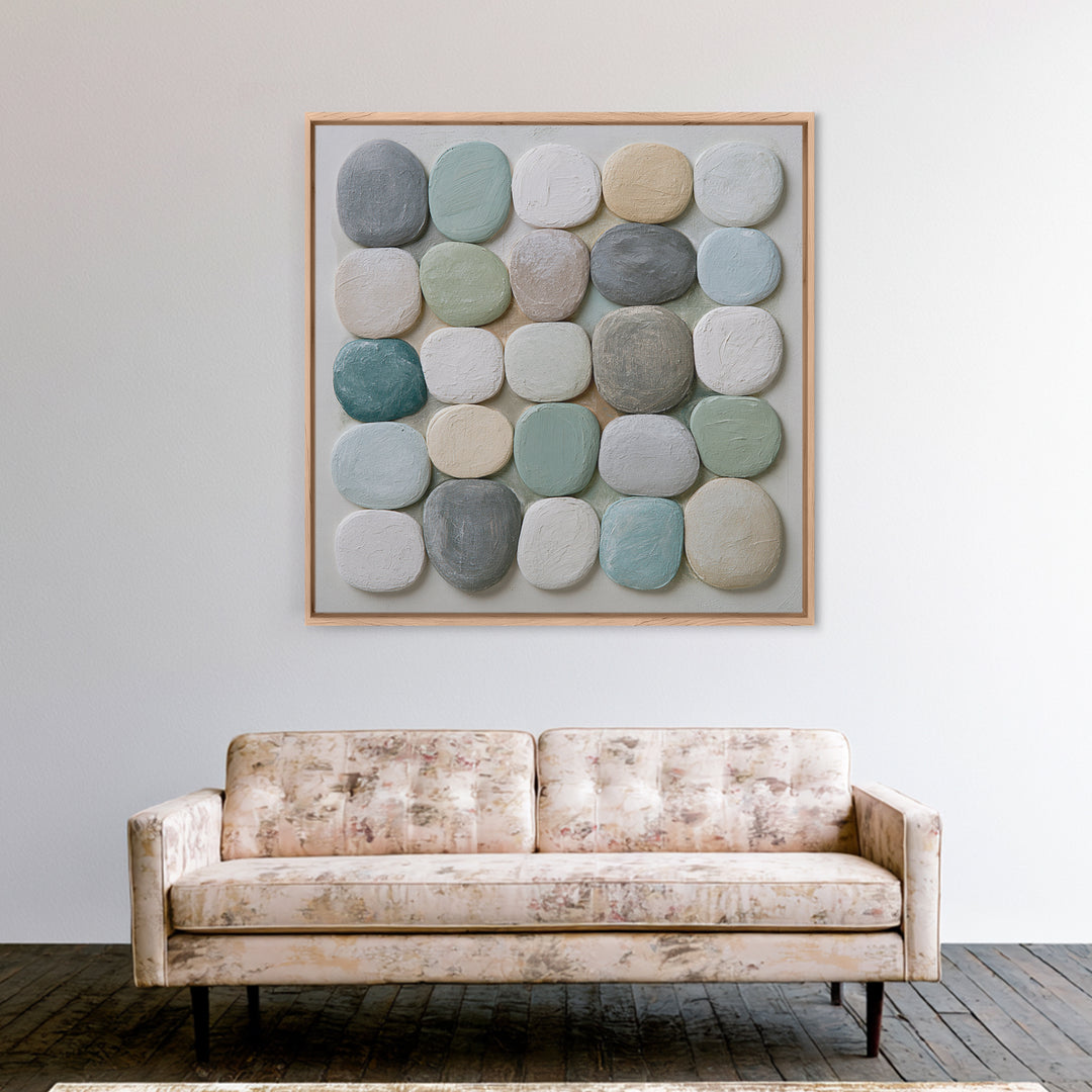 Pebble Texture Abstract Framed Canvas Print, Spa Art, Fashion Wall Art, Spa Decor, Abstract Art, Serenity, Modern Decor, SPA-1x1-39