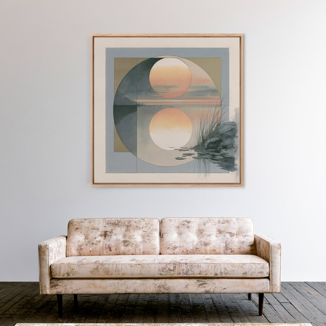 Moonlit Lake Reflection Framed Canvas Print, Spa Art, Feminine Wall Art, Spa Decor, Fine Art, Serenity, Hair Salon Wall Art, SPA-1x1-47