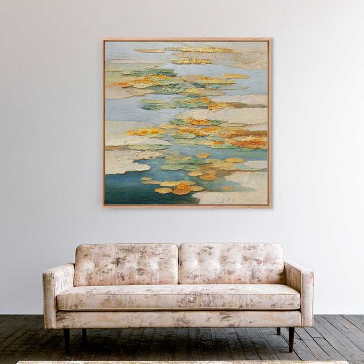 Warm Candle Flame Framed Canvas Print, Spa Art, Textured Painting, Spa Decor, Abstract Art, Serenity, Travel Poster, SPA-1x1-57