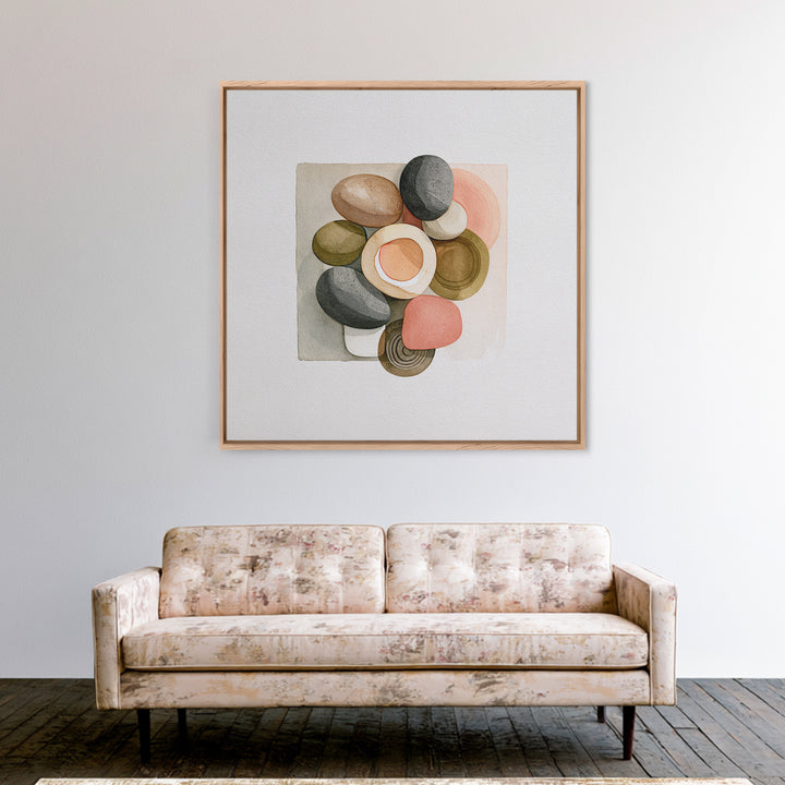 Pebble Texture Abstract Framed Canvas Print, Spa Art, Neutral Decor, Spa Decor, Fine Art, Serenity, Home Decor, Wall Decor, SPA-1x1-63