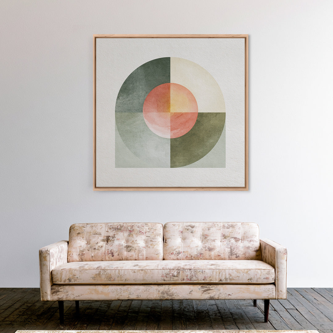 Sage and Ivory Geometric Calm Composition Canvas Print, Spa Art, Luxury Decor, Spa Decor, Abstract Art, Serenity, SPA-1x1-69