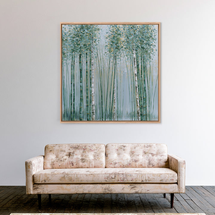 Misty Bamboo Forest Canvas Print, Spa Art, Art, Spa Decor, Serenity, Abstract Print, Minimalist Art, Feminine Wall Art, SPA-1x1-77