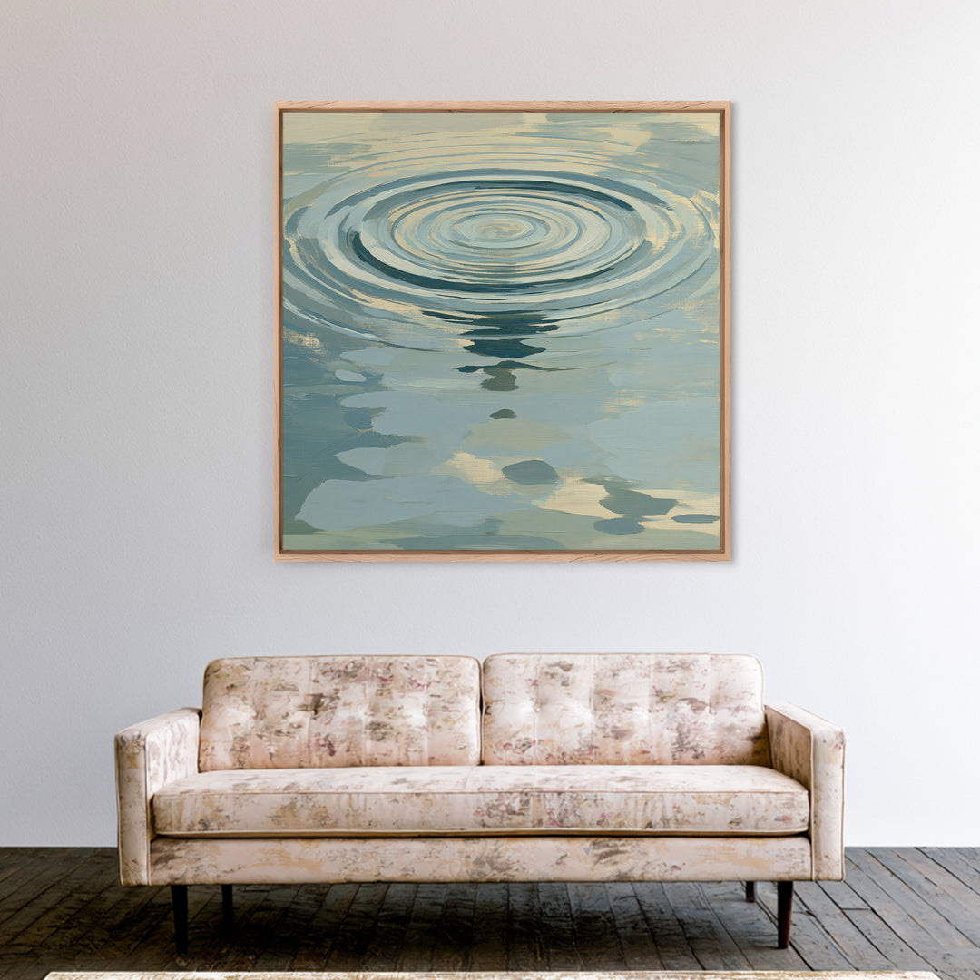 Abstract Water Ripples Framed Canvas Print, Spa Art, Statement Artwork, Spa Decor, Abstract Art, Serenity, Printable Wall Art, SPA-1x1-78