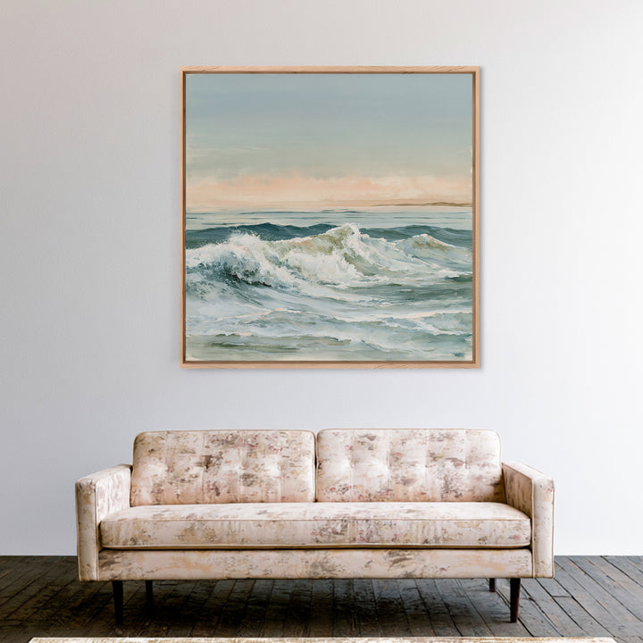Coastal Horizon in Muted Spa Blues Canvas Print, Spa Art, Boho Decor, Spa Decor, Serenity, Printable Art, Wall Art Print, SPA-1x1-82