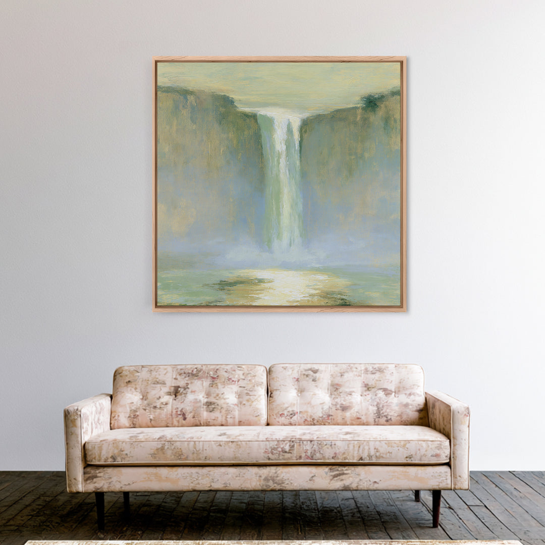 Serene Waterfall with Mist Canvas Print, Spa Art, Neutral Decor, Spa Decor, Fine Art, Serenity, Home Decor, Wall Decor, SPA-1x1-90