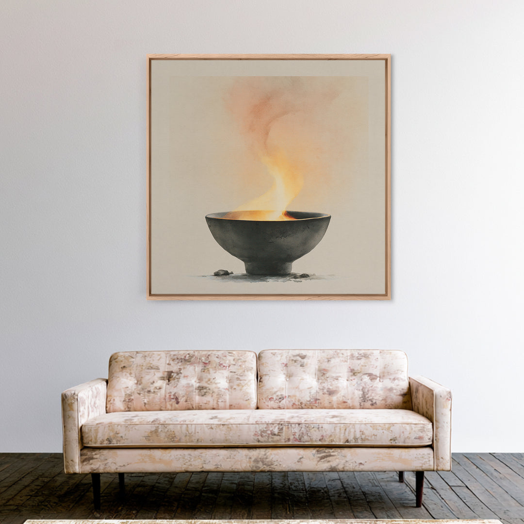 Tea Bowl and Steam Still Life Canvas Print, Spa Art, Modern Decor, Spa Decor, Fine Art, Serenity, Wall Decor, SPA-1x1-94