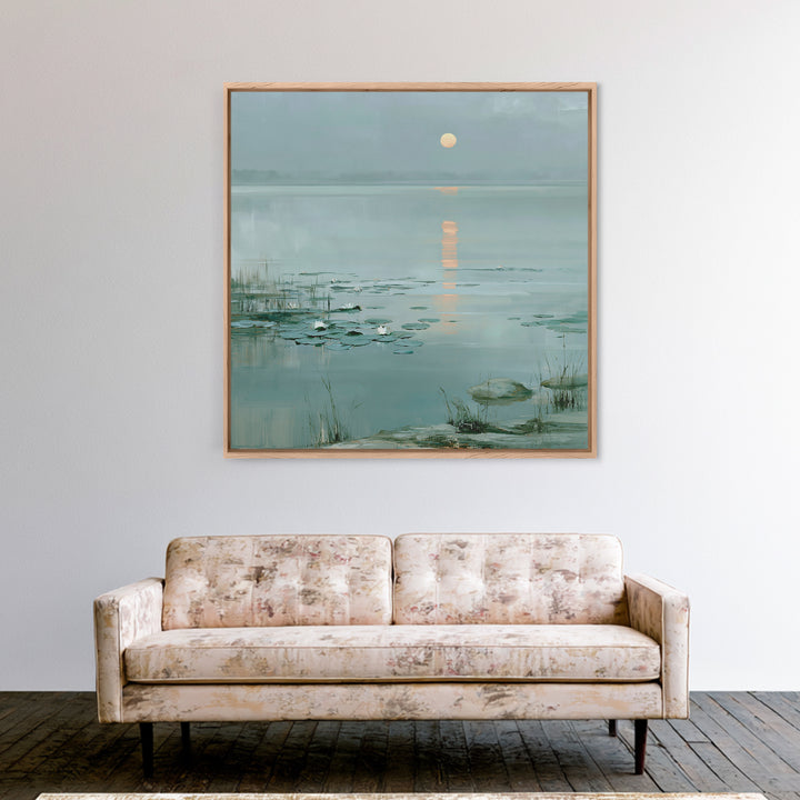 Moonlit Lake Reflection Canvas Print, Spa Art, Fine Art Print, Spa Decor, Fine Art, Serenity, Wall Decor, Printable Wall Art, SPA-1x1-95