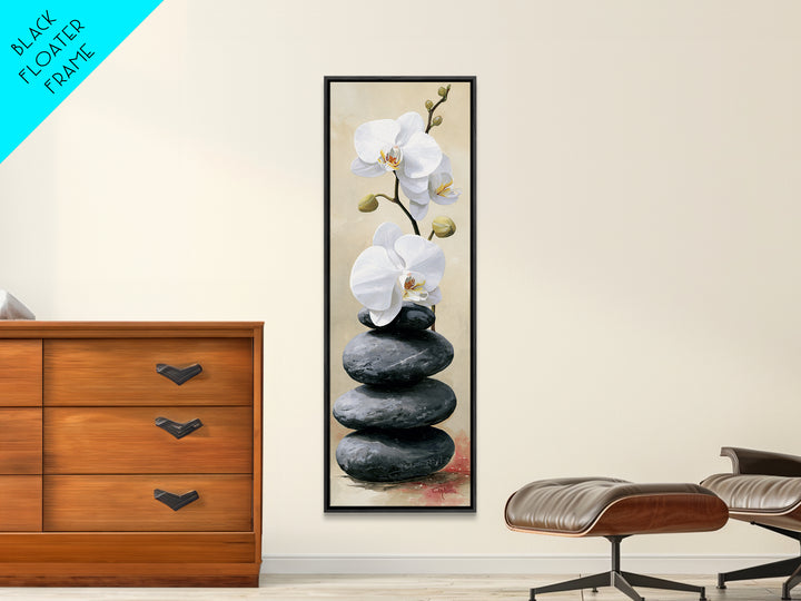 White Orchid on Smooth Gray Stone Canvas Print, Spa Art, Gallery Decor, Spa Decor, Fine Art, Serenity, Wall Art, Home Decor, SPA-1x3-14