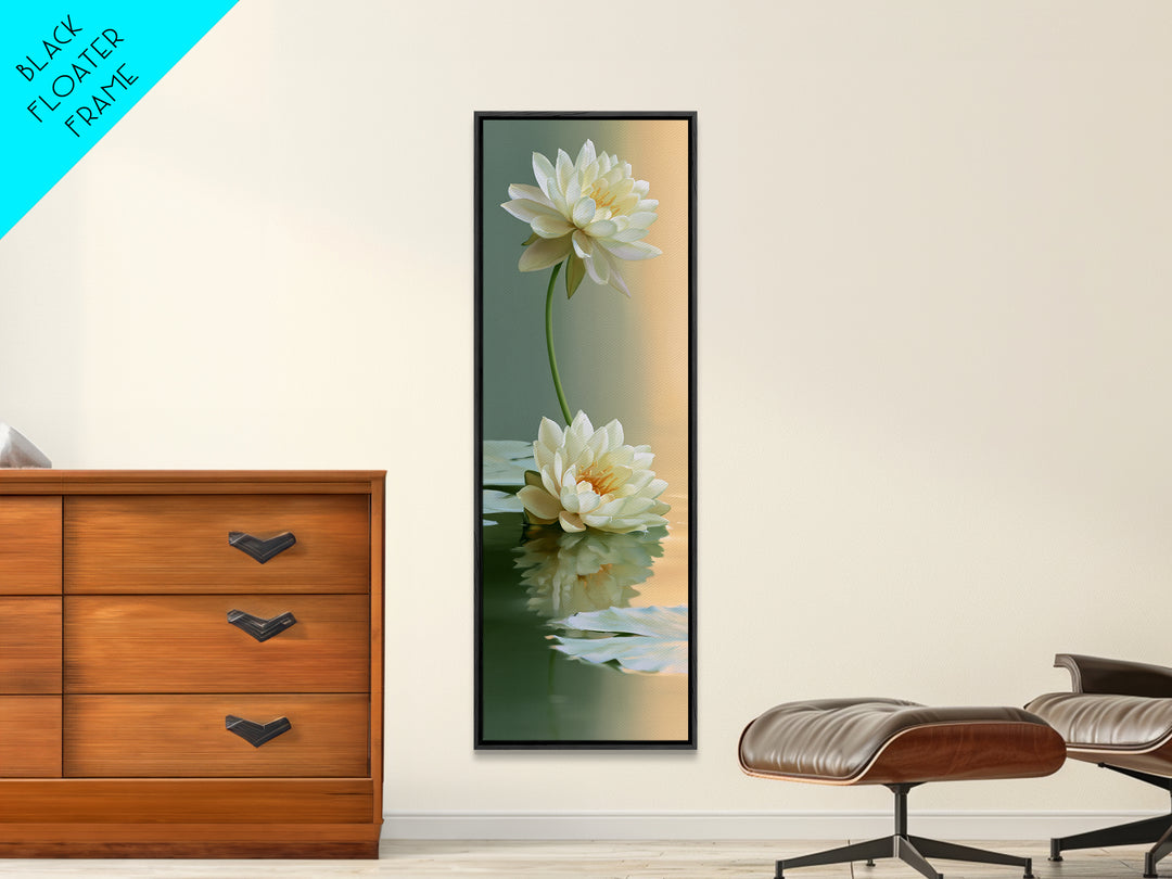 Lotus Flower Floating on Still Pond Canvas Print, Spa Art, Home Decor, Spa Decor, Serenity, Dog Wall Art, Abstract Print, SPA-1x3-16