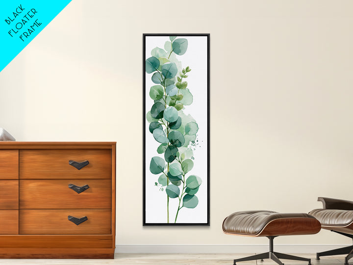 Eucalyptus Branch in Soft Green Watercolor Canvas Print, Spa Art, Fine Art Photography, Spa Decor, Oil Painting, Serenity, SPA-1x3-39