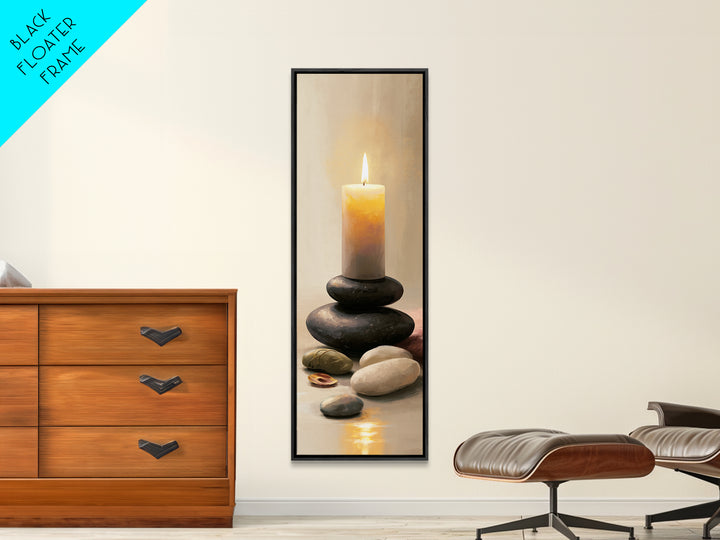 Warm Candle Flame Framed Canvas Print, Spa Art, Wall Art, Spa Decor, Oil Painting, Serenity, Dog Wall Art, Abstract Print, SPA-1x3-45