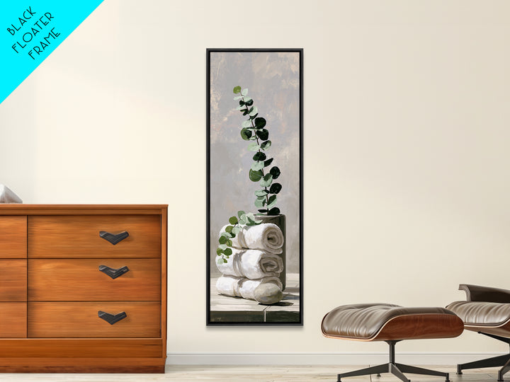 White Towels and Eucalyptus Without Room Context Canvas Print, Spa Art, Contemporary Art, Spa Decor, Abstract Art, Serenity, SPA-1x3-60