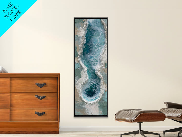 Blue Lagoon Water Seen from Above Framed Canvas Print, Spa Art, Salon Decor, Spa Decor, Fine Art, Serenity, Statement Artwork, SPA-1x3-80