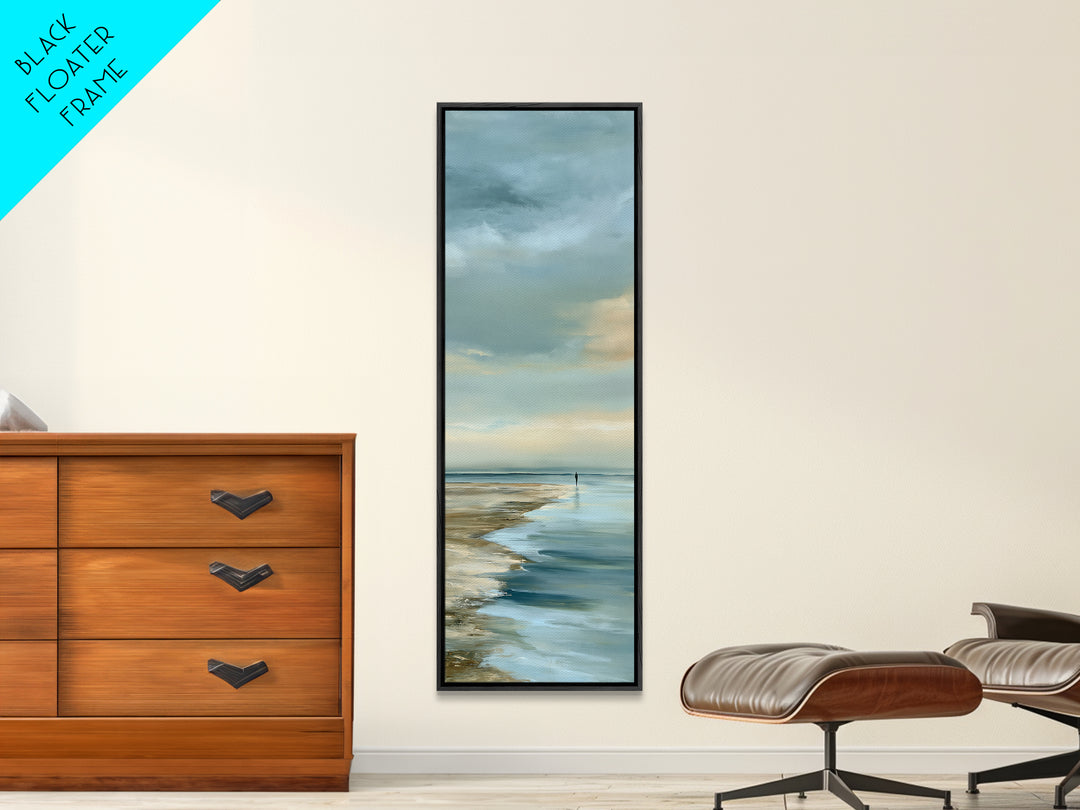Coastal Horizon in Muted Spa Blues Canvas Print, Spa Art, Art Print, Spa Decor, Serenity, Botanical Art, Nature Prints, SPA-1x3-94