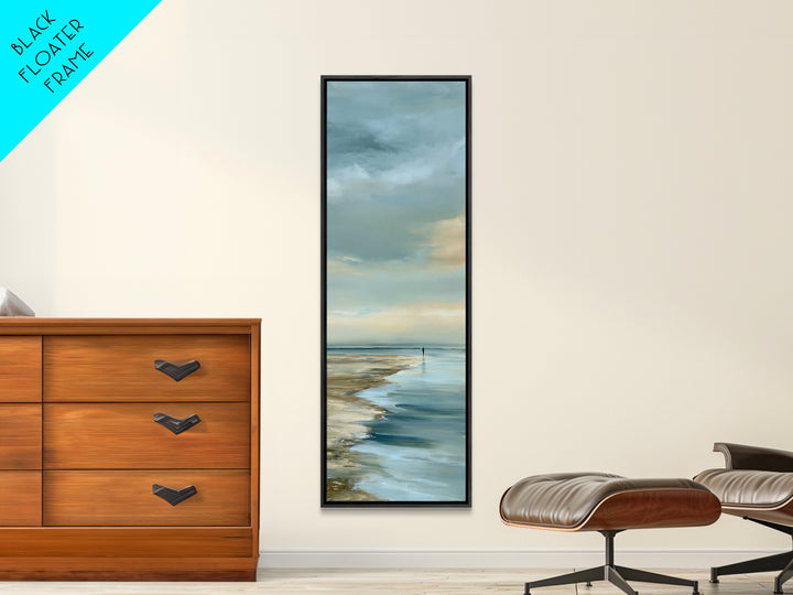 Coastal Horizon in Muted Spa Blues Canvas Print, Spa Art, Art Print, Spa Decor, Serenity, Botanical Art, Nature Prints, SPA-1x3-94