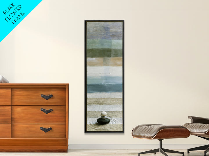 Sand Garden Lines Framed Canvas Print, Spa Art, Dog Canvas, Spa Decor, Fine Art, Serenity, Art Print, Room Decor, SPA-1x3-96