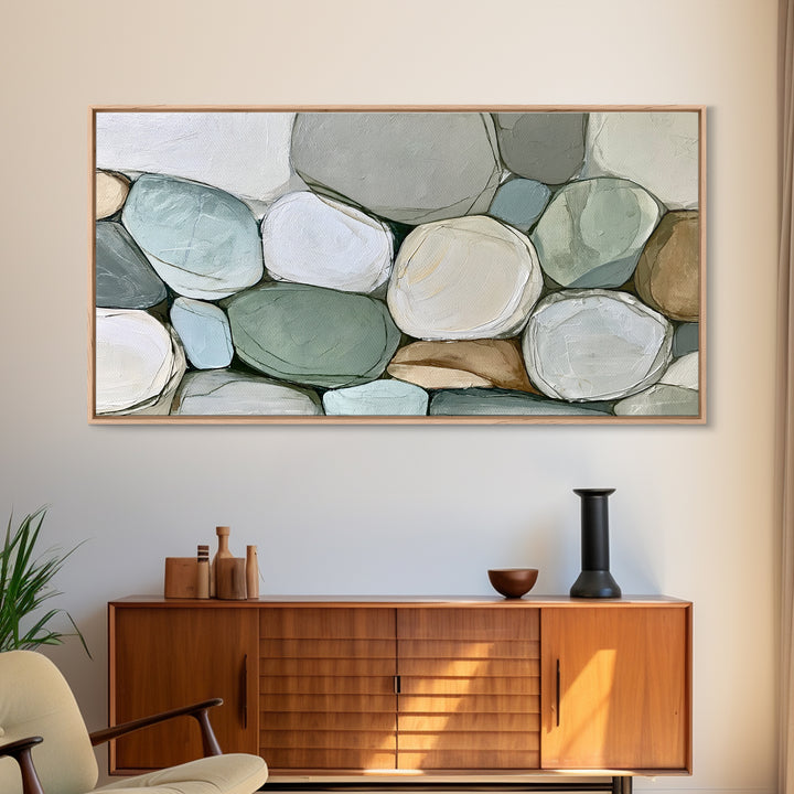 Pebble Texture Abstract Framed Canvas Print, Spa Art, Fashion Wall Art, Spa Decor, Abstract Art, Serenity, Modern Decor, SPA-2x1-11