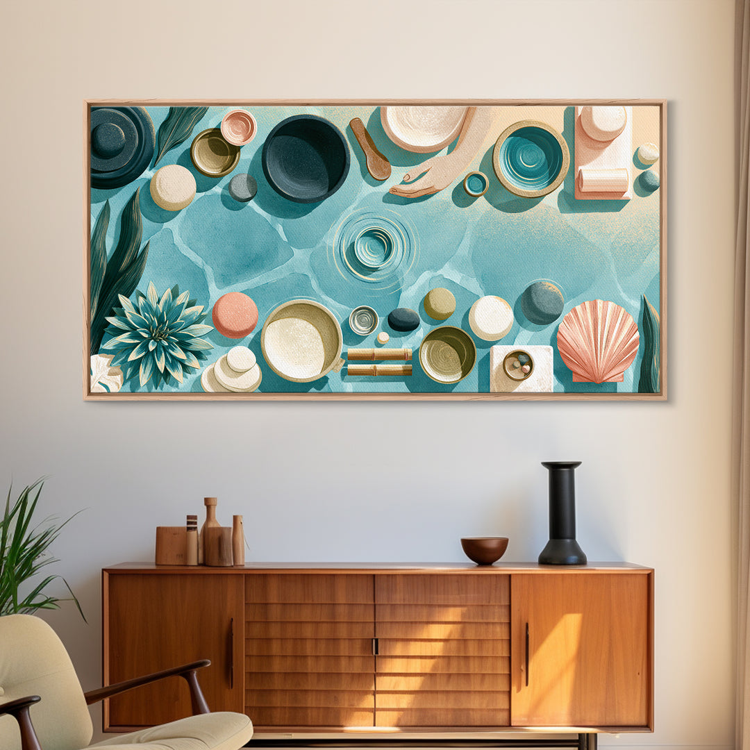 Blue Lagoon Water Seen from Above Framed Canvas Print, Spa Art, Fine Art Print, Spa Decor, Fine Art, Serenity, Wall Decor, SPA-2x1-16