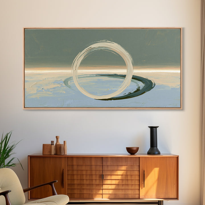 Minimal Zen Circle Brushstroke Framed Canvas Print, Spa Art, Minimalist Decor, Spa Decor, Fine Art, Serenity, Contemporary Art, SPA-2x1-28
