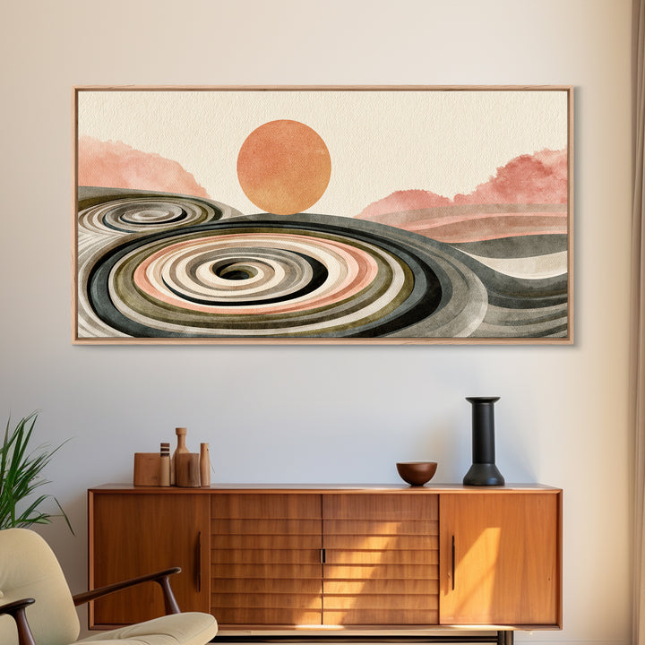 Sand Garden Lines Canvas Print, Spa Art, Wall Art, Spa Decor, Watercolor Art, Serenity, Dog Wall Art, Abstract Print, SPA-2x1-32