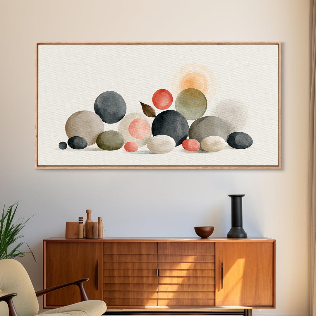 Pebble Texture Abstract Framed Canvas Print, Spa Art, Wall Art, Spa Decor, Abstract Art, Serenity, Dog Wall Art, Abstract Print, SPA-2x1-35