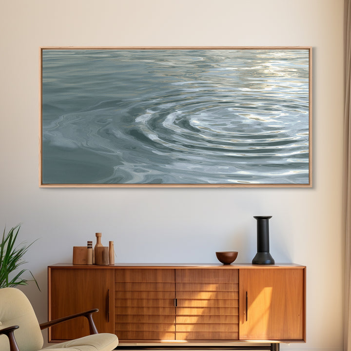 Abstract Water Ripples Framed Canvas Print, Spa Art, Wall Decor, Spa Decor, Serenity, Minimalist Art, Feminine Wall Art, SPA-2x1-50