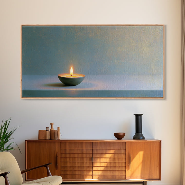 Warm Candle Flame Canvas Print, Spa Art, Abstract Print, Spa Decor, Oil Painting, Serenity, Esthetician Decor, Tarot Card Art, SPA-2x1-53