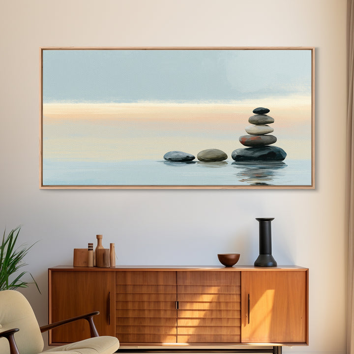 Coastal Horizon in Muted Spa Blues Canvas Print, Spa Art, Printable Wall Art, Spa Decor, Fine Art, Serenity, Feminine Wall Art, SPA-2x1-54