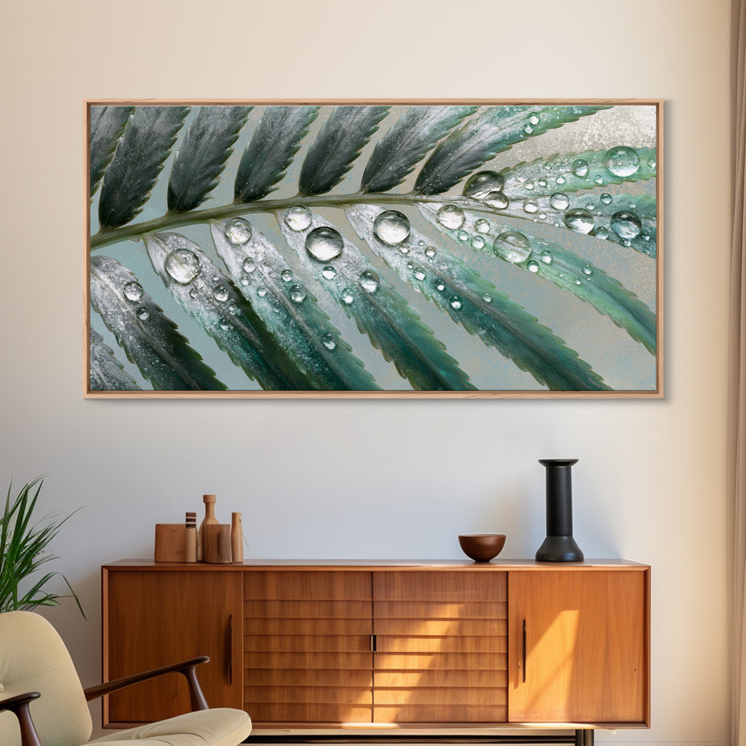Fern Leaf Closeup Framed Canvas Print, Spa Art, Feminine Wall Art, Spa Decor, Fine Art, Serenity, Hair Salon Wall Art, SPA-2x1-55