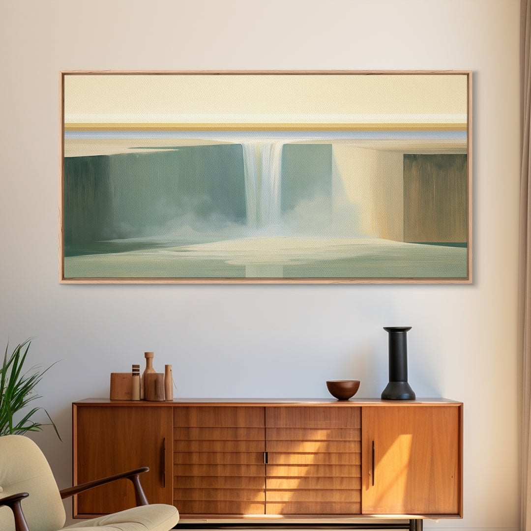 Serene Waterfall with Mist Canvas Print, Spa Art, Wall Art, Spa Decor, Oil Painting, Serenity, Dog Wall Art, Abstract Print, SPA-2x1-62