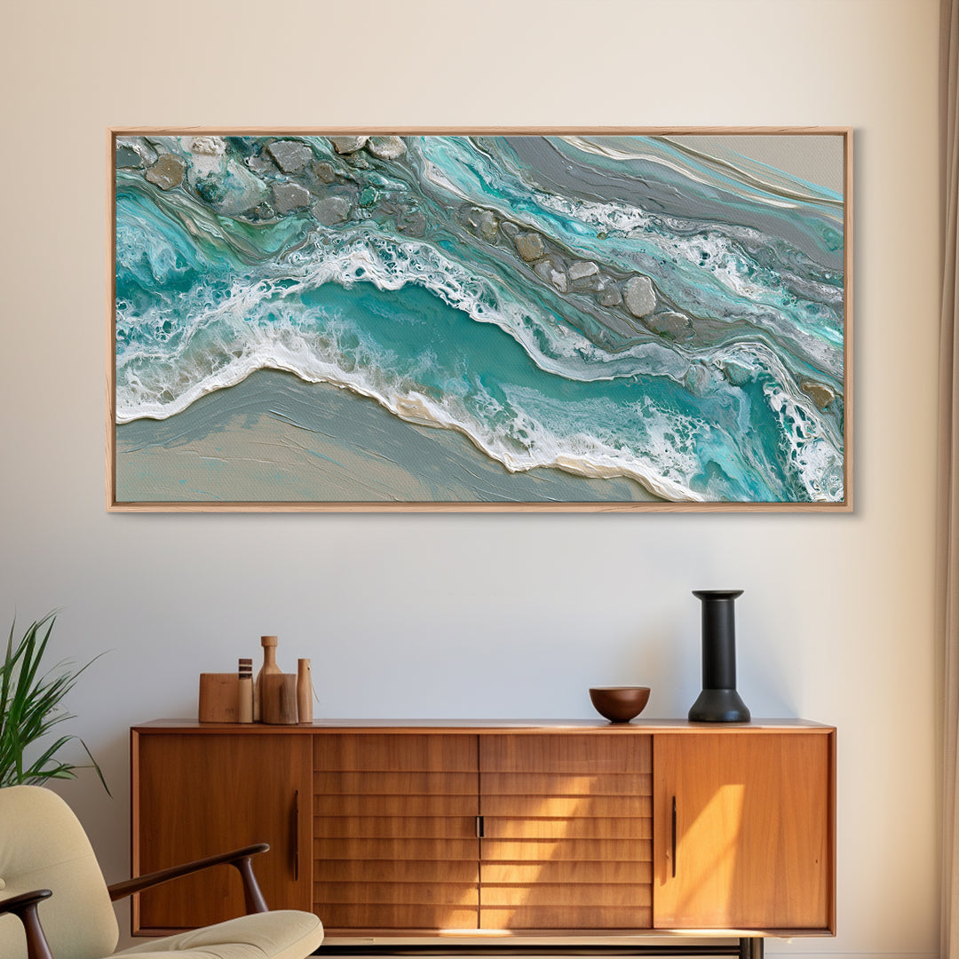Blue Lagoon Water Seen from Above Canvas Print, Spa Art, Botanical Art, Spa Decor, Fine Art, Serenity, Fashion Wall Art, SPA-2x1-64