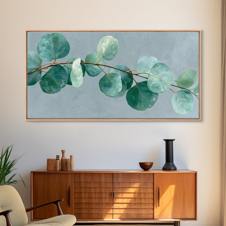 Eucalyptus Branch in Soft Green Watercolor Canvas Print, Spa Art, Dog Canvas, Spa Decor, Fine Art, Serenity, Art Print, SPA-2x1-71