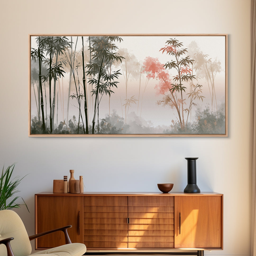 Misty Bamboo Forest Canvas Print, Spa Art, Dog Wall Art, Spa Decor, Fine Art, Serenity, Dog Canvas, Esthetician Decor, SPA-2x1-73