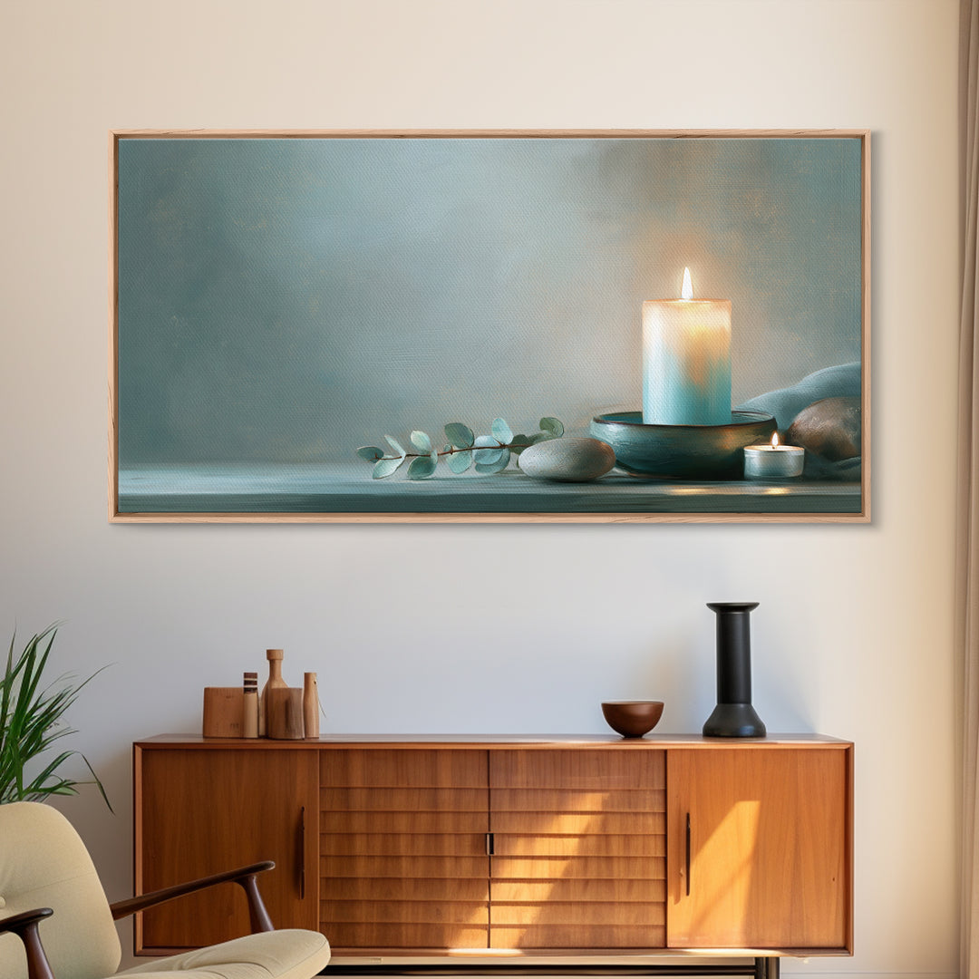 Warm Candle Flame Canvas Print, Spa Art, Abstract Print, Spa Decor, Oil Painting, Serenity, Esthetician Decor, Tarot Card Art, SPA-2x1-77