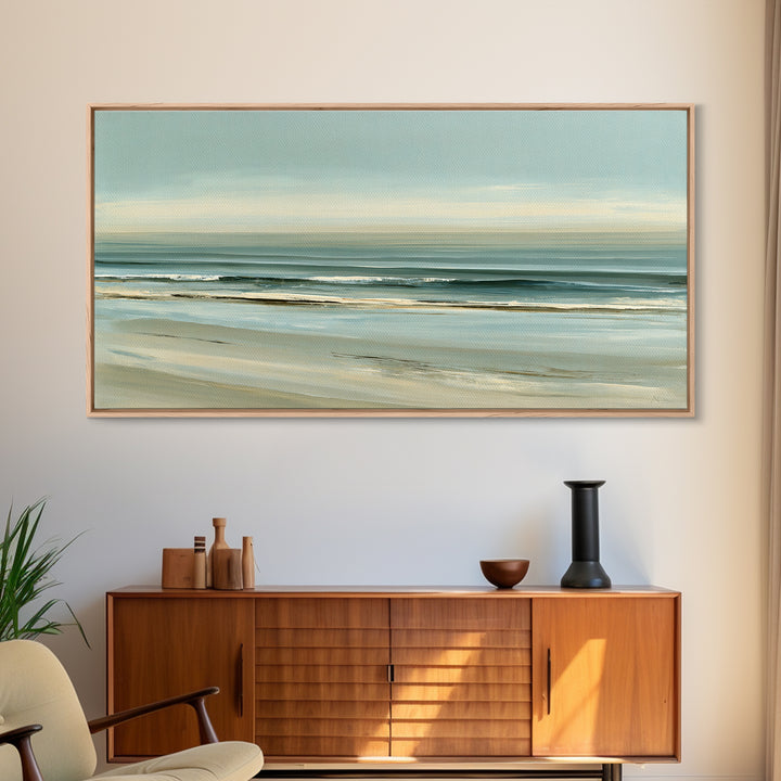 Coastal Horizon in Muted Spa Blues Canvas Print, Spa Art, Printable Wall Art, Spa Decor, Fine Art, Serenity, Feminine Wall Art, SPA-2x1-78