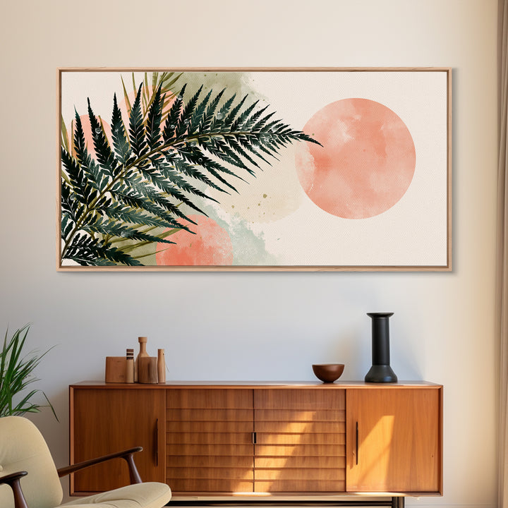 Fern Leaf Closeup Framed Canvas Print, Spa Art, Tarot Card Art, Spa Decor, Watercolor Art, Serenity, Textured Painting, SPA-2x1-79