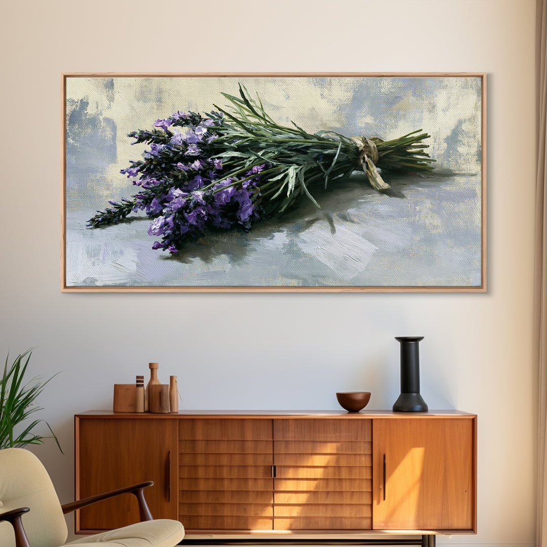Lavender Bundle with Soft Shadow Framed Canvas Print, Spa Art, Animal Art, Spa Decor, Fine Art, Serenity, Gallery Decor, SPA-2x1-99