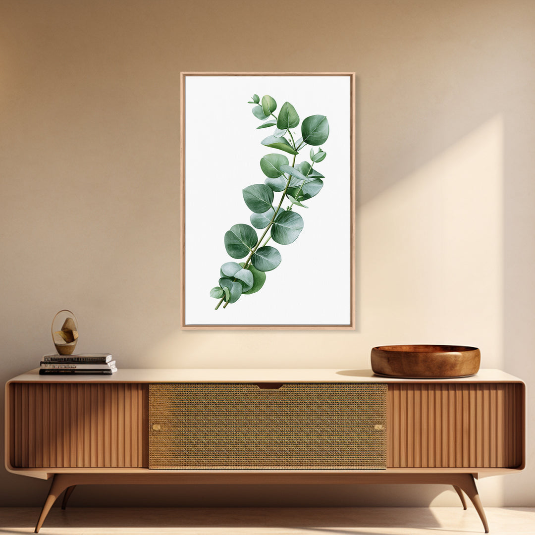 Eucalyptus Branch in Soft Green Watercolor Canvas Print, Spa Art, Textured Painting, Spa Decor, Serenity, Travel Poster, SPA-2x3-11