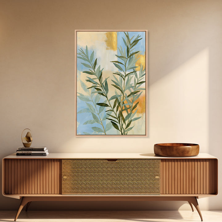 Botanical Herbal Arrangement Framed Canvas Print, Spa Art, Art, Spa Decor, Fine Art, Serenity, Abstract Print, Minimalist Art, SPA-2x3-22