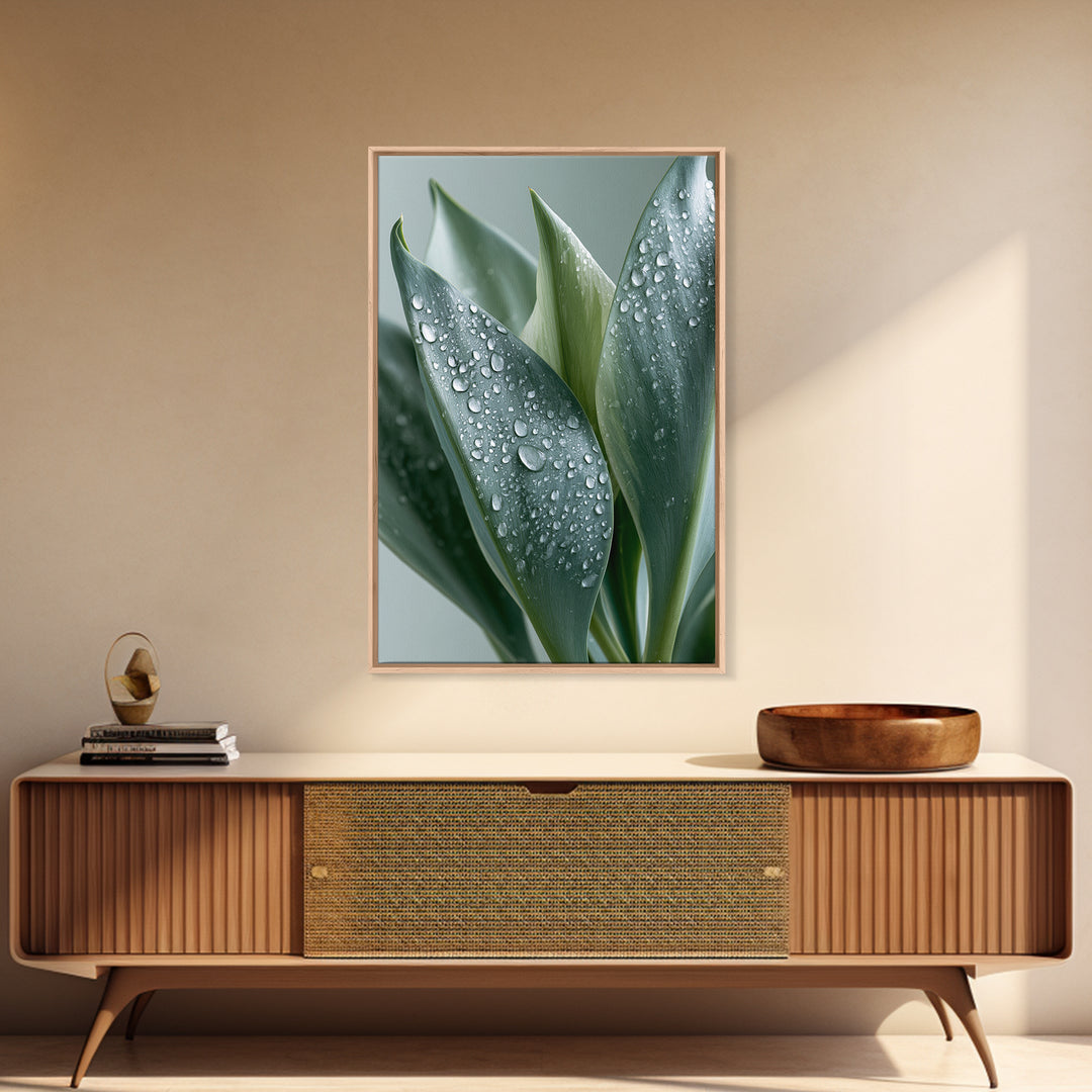 Rain on Leaves Framed Canvas Print, Spa Art, Modern Decor, Spa Decor, Fine Art, Serenity, Wall Decor, Printable Wall Art, SPA-2x3-24