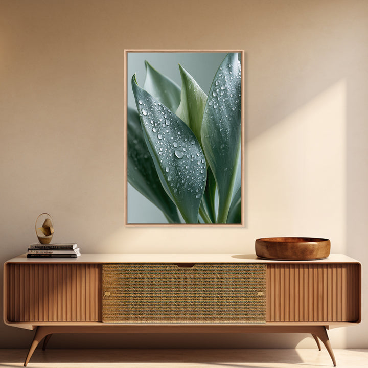 Rain on Leaves Framed Canvas Print, Spa Art, Modern Decor, Spa Decor, Fine Art, Serenity, Wall Decor, Printable Wall Art, SPA-2x3-24