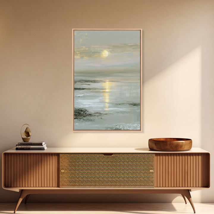 Moonlit Lake Reflection Canvas Print, Spa Art, Art, Spa Decor, Serenity, Abstract Print, Minimalist Art, Feminine Wall Art, SPA-2x3-31