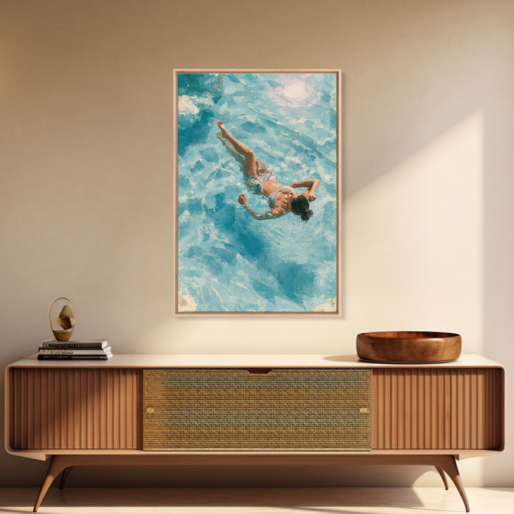 Blue Lagoon Water Seen from Above Framed Canvas Print, Spa Art, Minimalist Decor, Spa Decor, Fine Art, Serenity, SPA-2x3-4