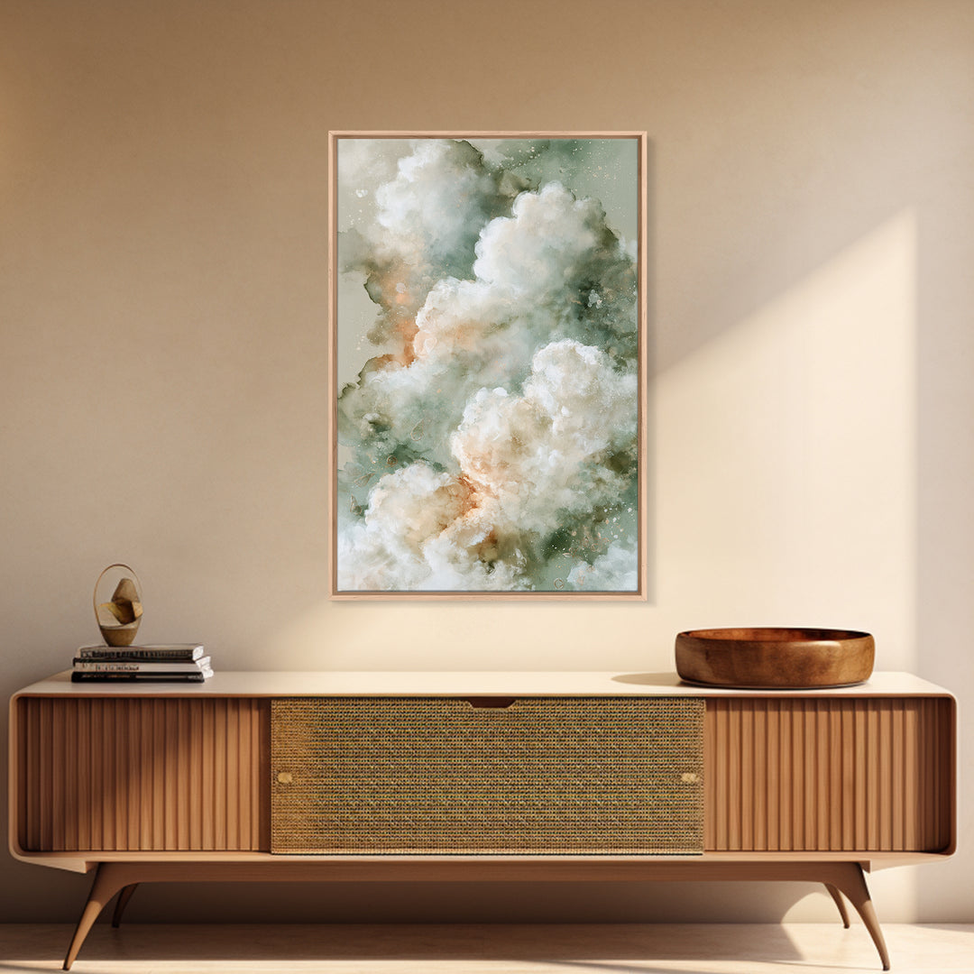 Soft Cloudscape in Cream and Sage Canvas Print, Spa Art, Spa, Spa Decor, Fine Art, Serenity, Teen Girl Room Decor, Dog Canvas, SPA-2x3-45