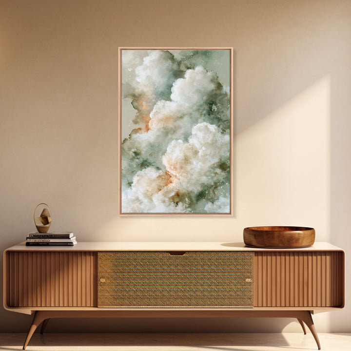 Soft Cloudscape in Cream and Sage Canvas Print, Spa Art, Spa, Spa Decor, Fine Art, Serenity, Teen Girl Room Decor, Dog Canvas, SPA-2x3-45