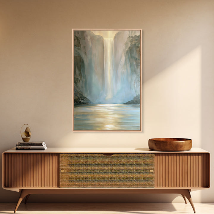 Serene Waterfall with Mist Canvas Print, Spa Art, Wall Decor, Spa Decor, Fine Art, Serenity, Minimalist Art, Feminine Wall Art, SPA-2x3-50