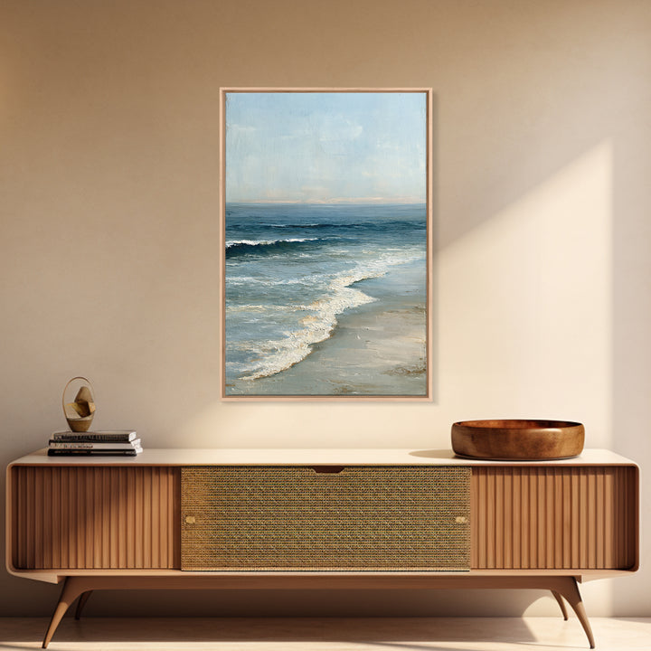 Coastal Horizon in Muted Spa Blues Canvas Print, Spa Art, Black Woman Art, Spa Decor, Fine Art, Serenity, Modern Home Decor, SPA-2x3-66