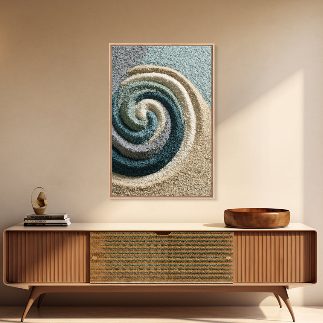 Sand Garden Lines Framed Canvas Print, Spa Art, Fine Art Photography, Spa Decor, Oil Painting, Serenity, Wildlife Wall Art, SPA-2x3-68