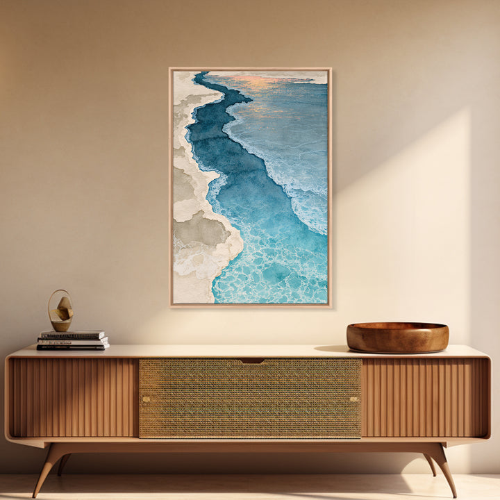 Blue Lagoon Water Seen from Above Framed Canvas Print, Spa Art, Teen Girl Room Decor, Spa Decor, Serenity, Luxury Decor, SPA-2x3-76
